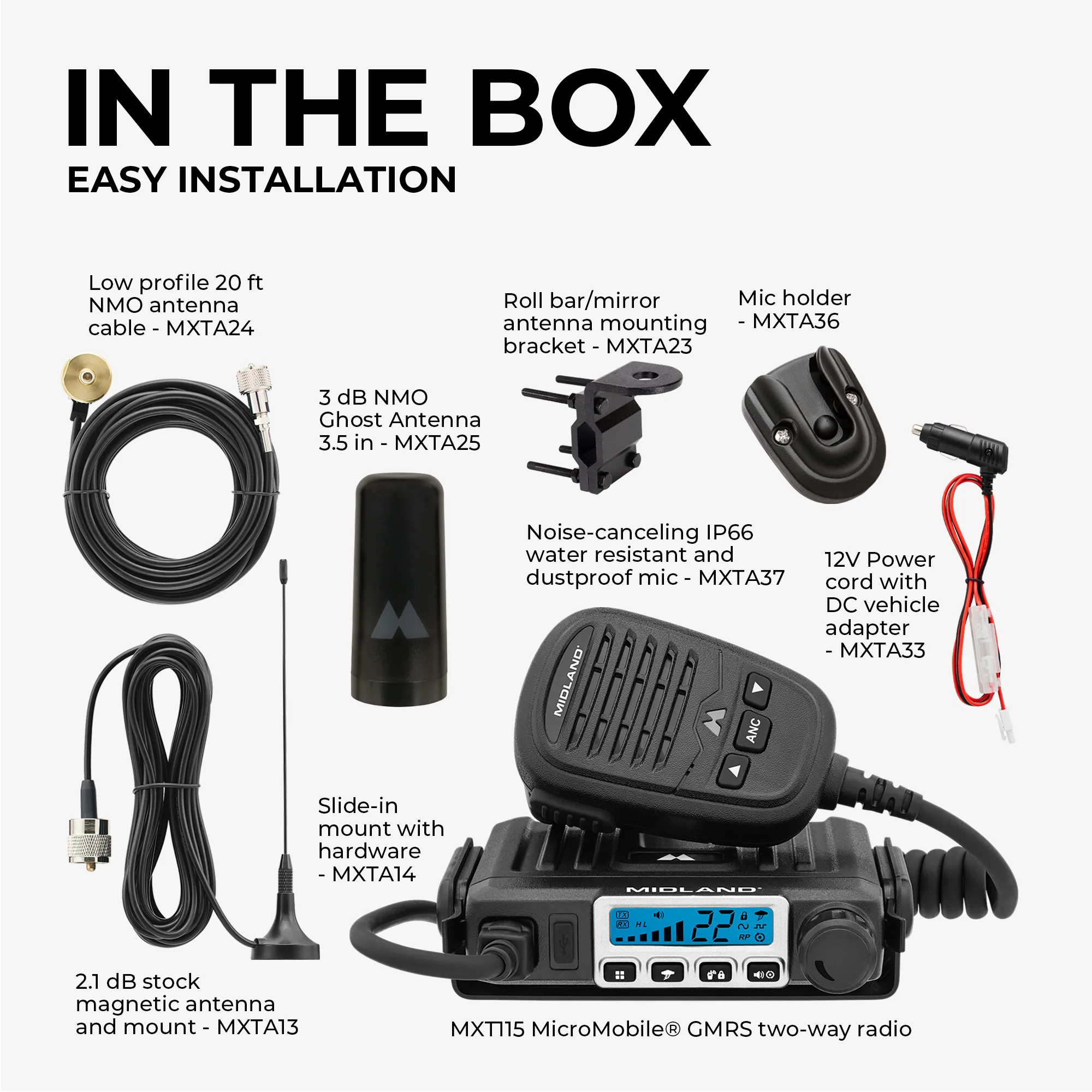 MXT115AGVP3 15W MicroMobile GMRS Two-Way Radio | Farm Tractor Bundle - Image 3